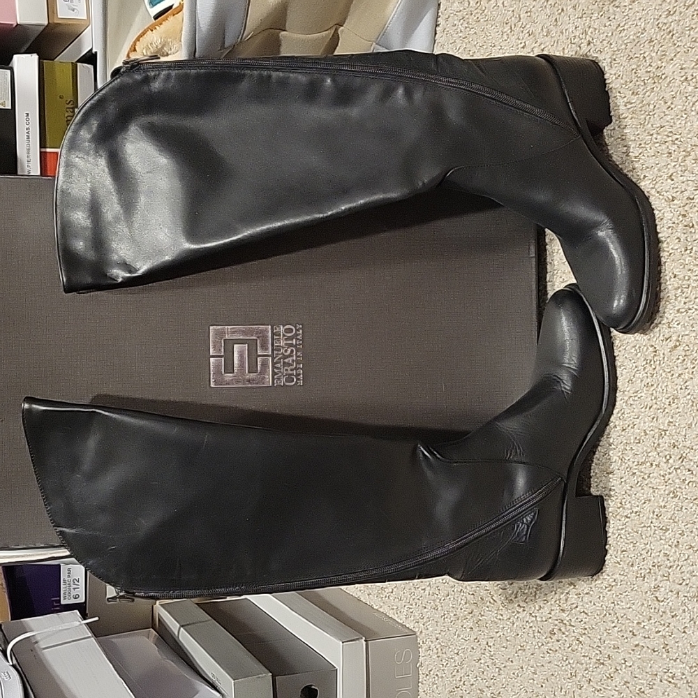 Like New Emanuele Crasto black leather riding boot, size 7